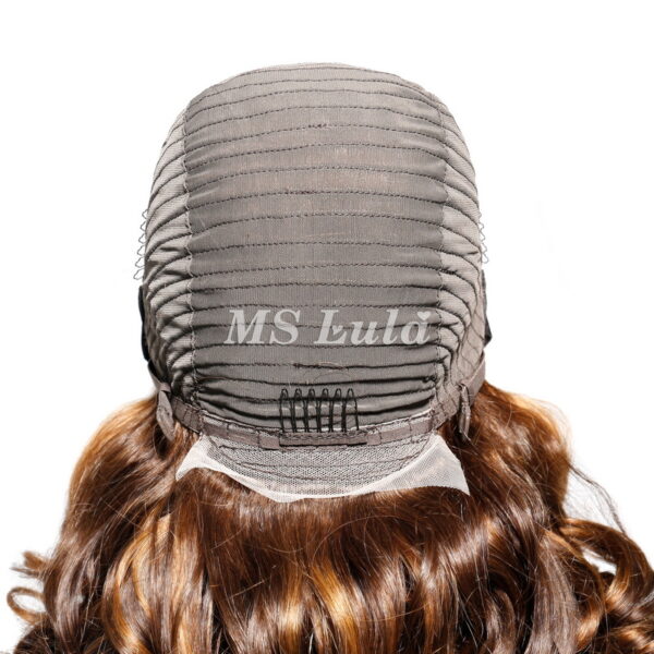 #4/30 Double Drawn Bouncy Curl 13x4 Transparent Lace Full Frontal 300% Density Wig - Image 9